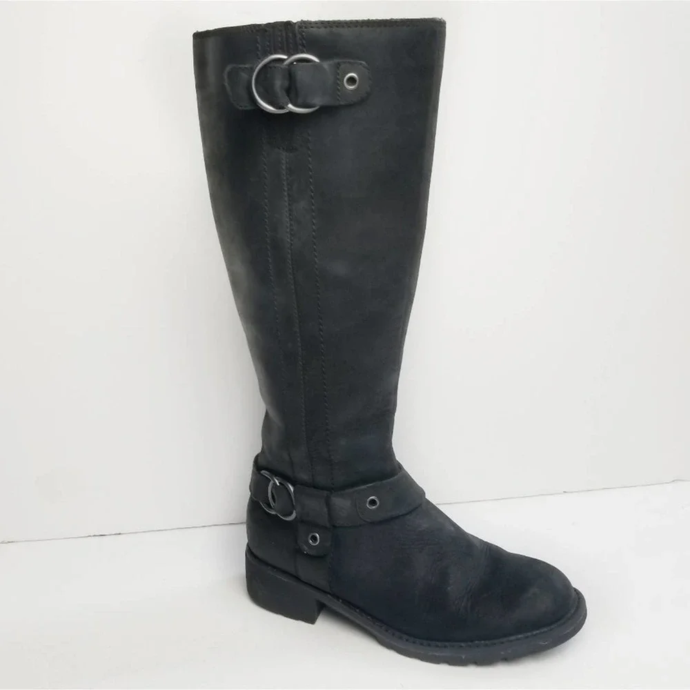 Clarks Orinocco Black Leather Tall Boots Size 6M